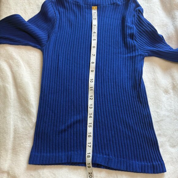 Ribbed Royal Blue Long Sleeve Turtleneck Sweater  One Size - Picture 10 of 13